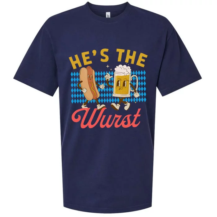 He’S The Wurst Couples Oktoberfest Beer Festival Sueded Cloud Jersey T-Shirt