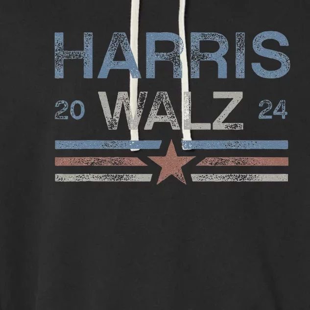 Harris Tim Walz 2024 Aged Stripes Kamala Harris Waltz 2024 Garment-Dyed Fleece Hoodie