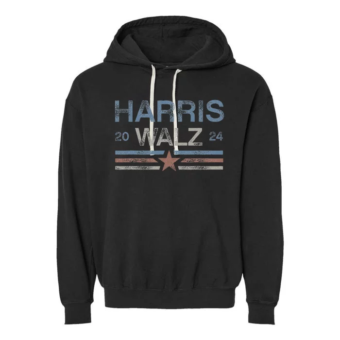 Harris Tim Walz 2024 Aged Stripes Kamala Harris Waltz 2024 Garment-Dyed Fleece Hoodie