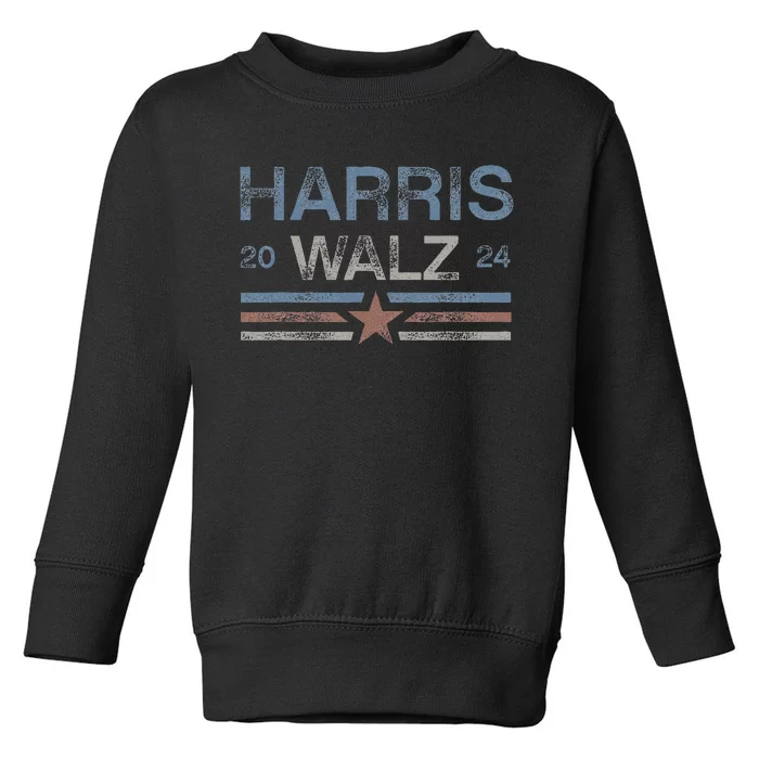 Harris Tim Walz 2024 Aged Stripes Kamala Harris Waltz 2024 Toddler Sweatshirt