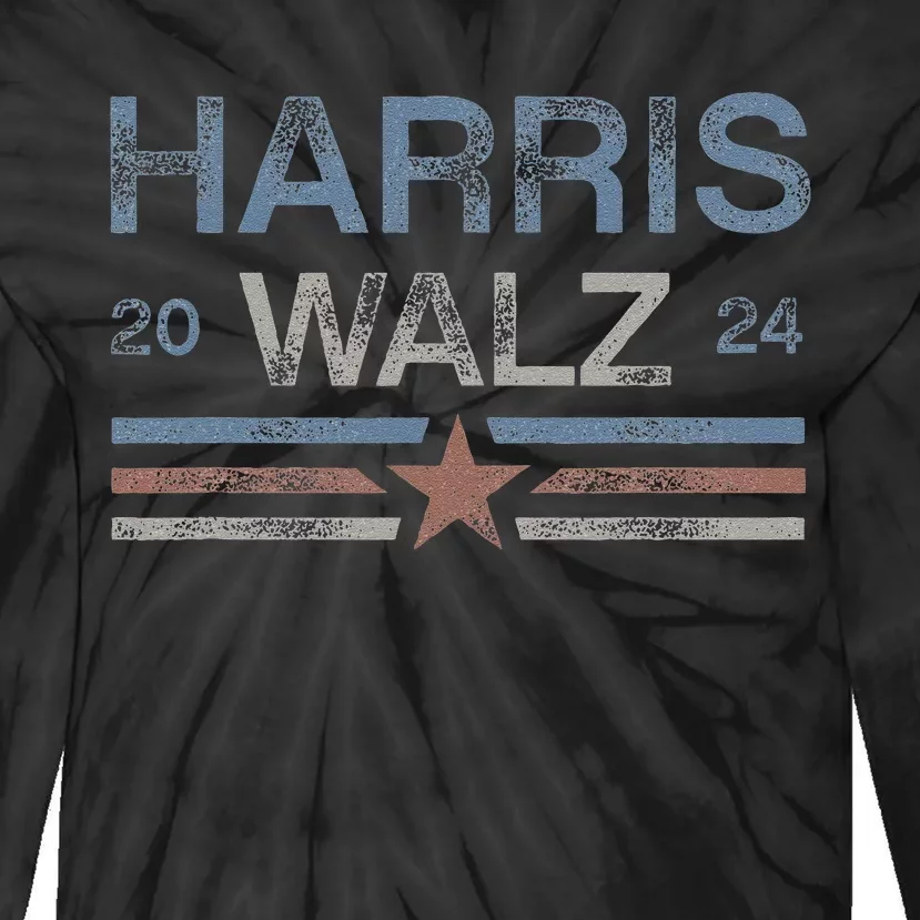 Harris Tim Walz 2024 Aged Stripes Kamala Harris Waltz 2024 Tie-Dye Long Sleeve Shirt