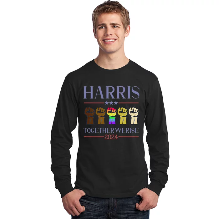 Harris Together We Rise 2024 Funny Voting For Kamala Harris Long Sleeve Shirt