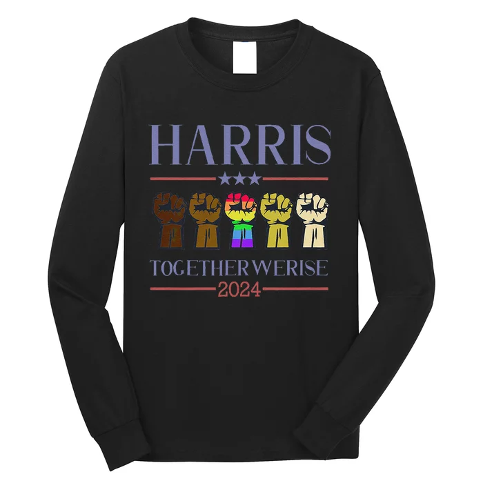 Harris Together We Rise 2024 Funny Voting For Kamala Harris Long Sleeve Shirt