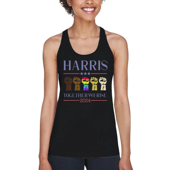 Harris Together We Rise 2024 Funny Voting For Kamala Harris Women's Racerback Tank