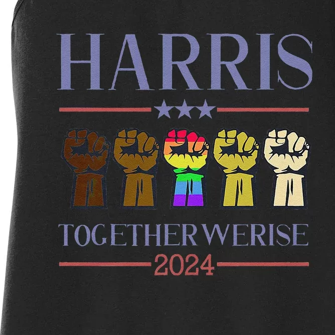 Harris Together We Rise 2024 Funny Voting For Kamala Harris Women's Racerback Tank