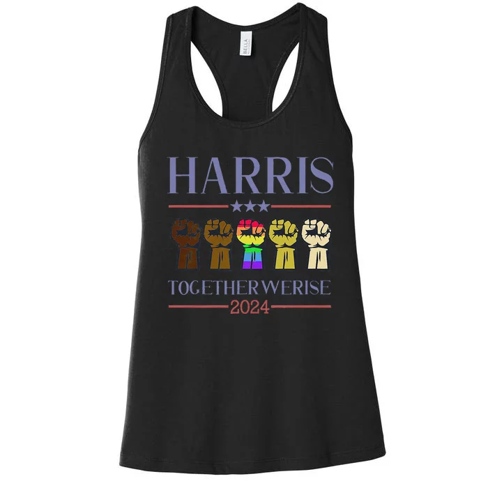 Harris Together We Rise 2024 Funny Voting For Kamala Harris Women's Racerback Tank