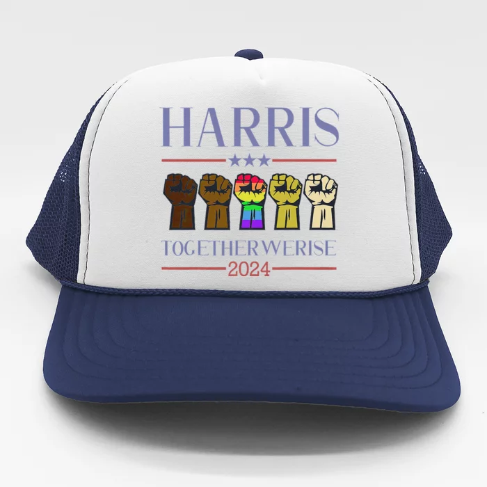 Harris Together We Rise 2024 Funny Voting For Kamala Harris Trucker Hat