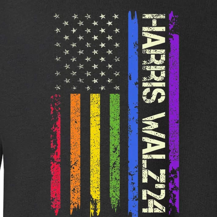 Harris Tim Waltz 2024 Us American Flag Lgbt Peace Love Hope Toddler Sweatshirt