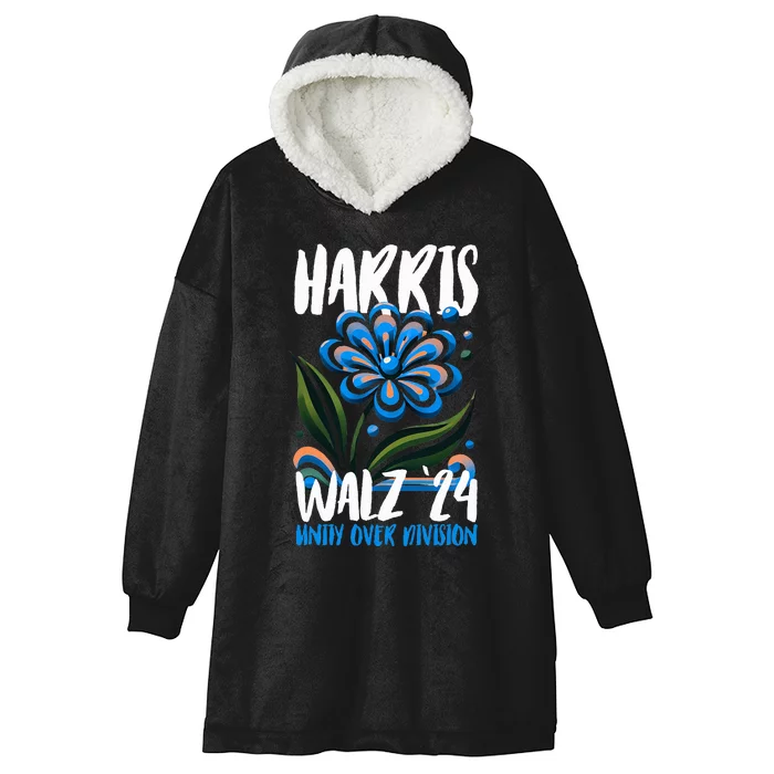 Harris Tim Walz Unity Over Division Harris Walz Waltz 2024 Hooded Wearable Blanket