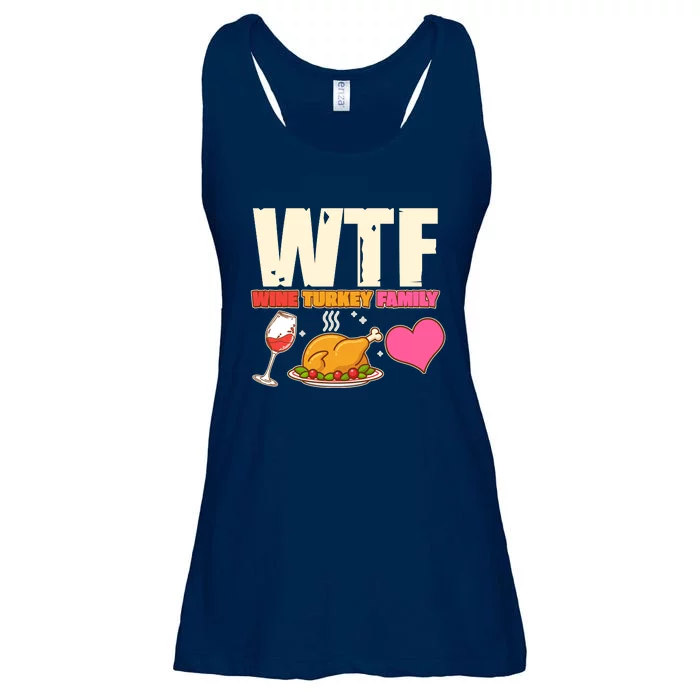 Holiday Time WTF Wine Turkey Family Ladies Essential Flowy Tank