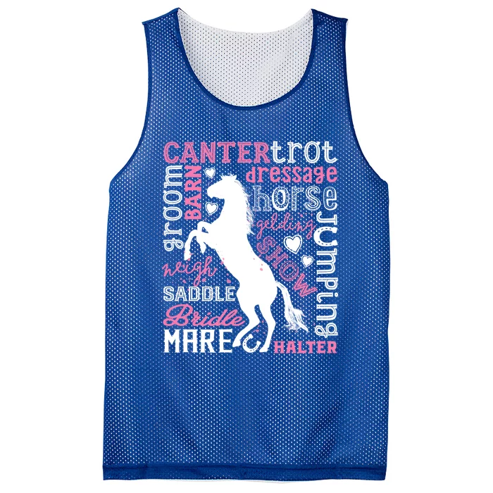 Horse Typography Word Art Equestrian Horseback Riding Gift Mesh Reversible Basketball Jersey Tank