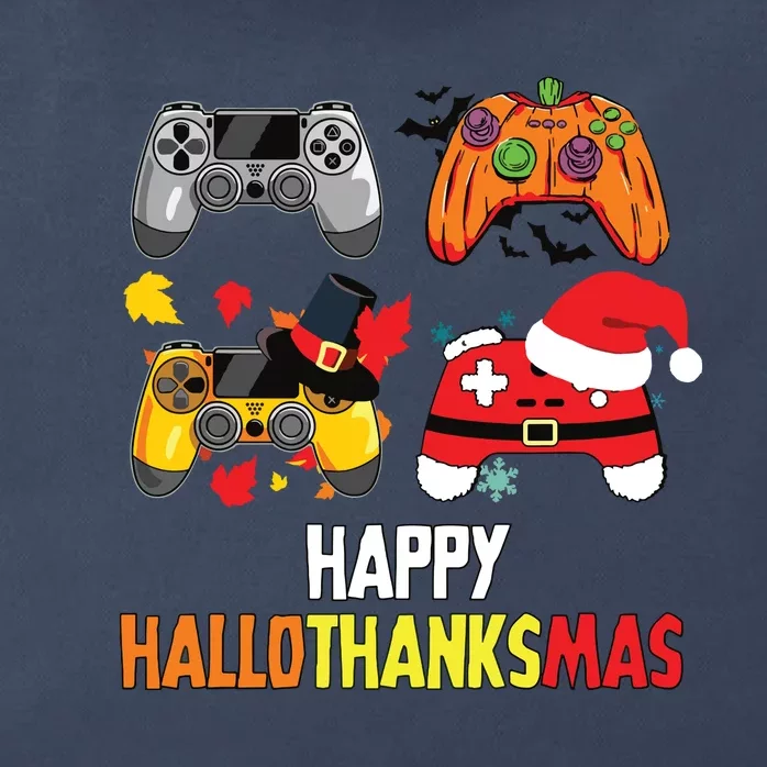 Halloween Thanksgiving Xmas Video Game Happy Hallothanksmas Zip Tote Bag