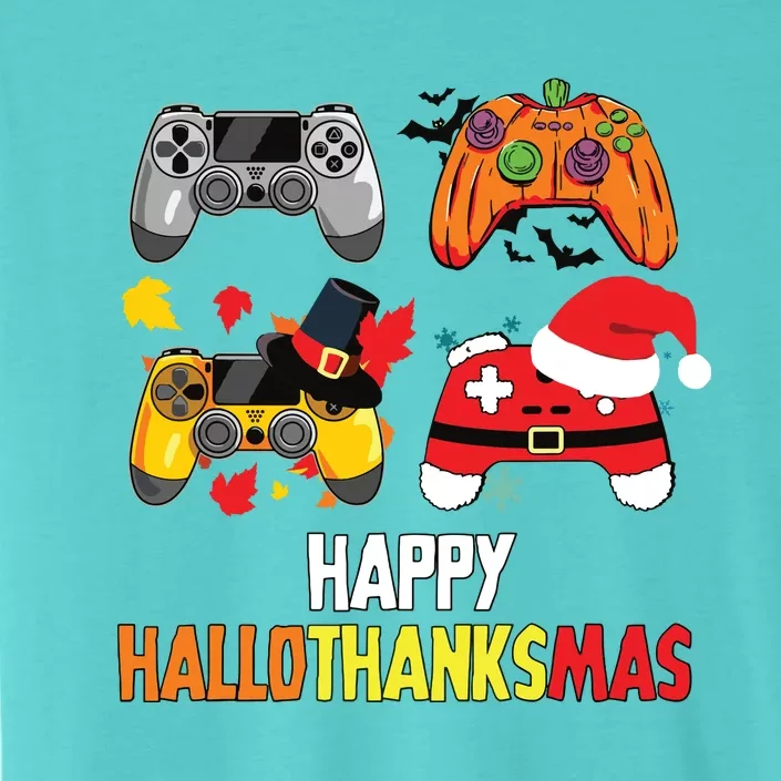 Halloween Thanksgiving Xmas Video Game Happy Hallothanksmas ChromaSoft Performance T-Shirt