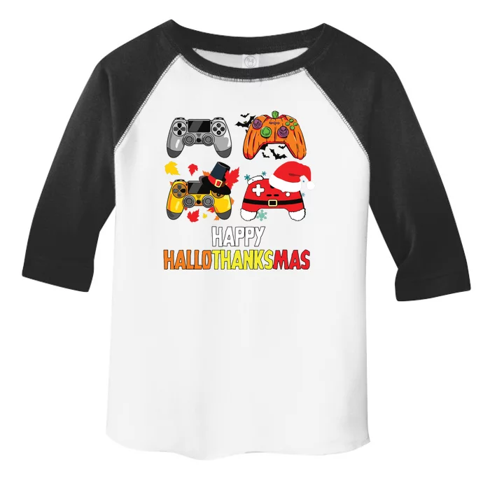 Halloween Thanksgiving Xmas Video Game Happy Hallothanksmas Toddler Fine Jersey T-Shirt