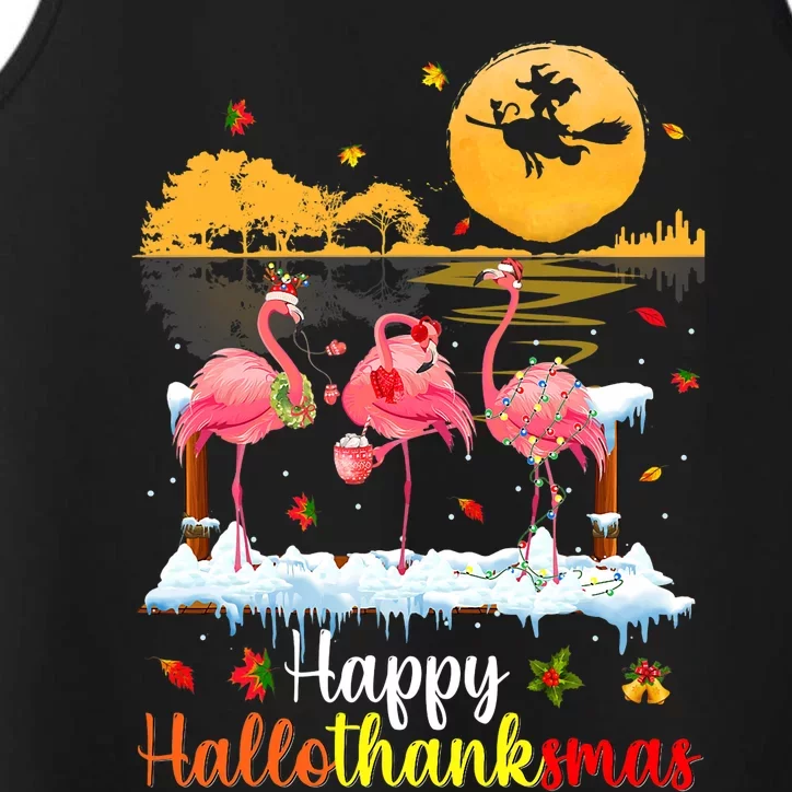 Halloween Thanksgiving Xmas Happy Hallo Thanksmas Flamingo Performance Tank