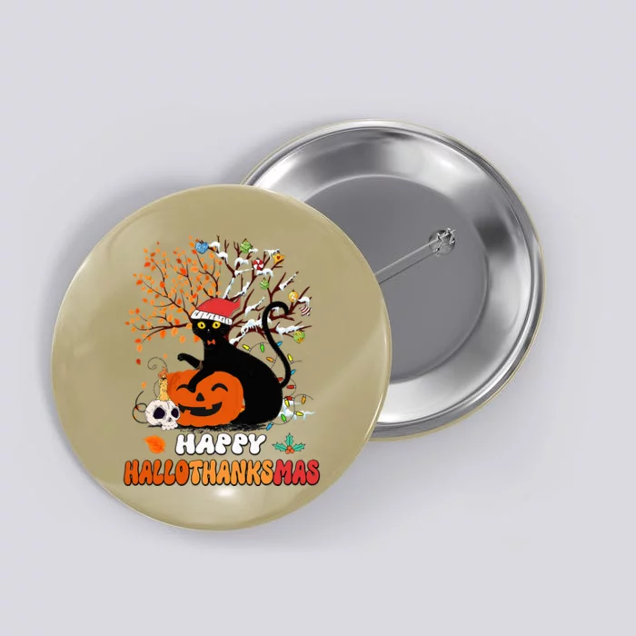 Halloween Thanksgiving Xmas Cat HalloThanksMas Button