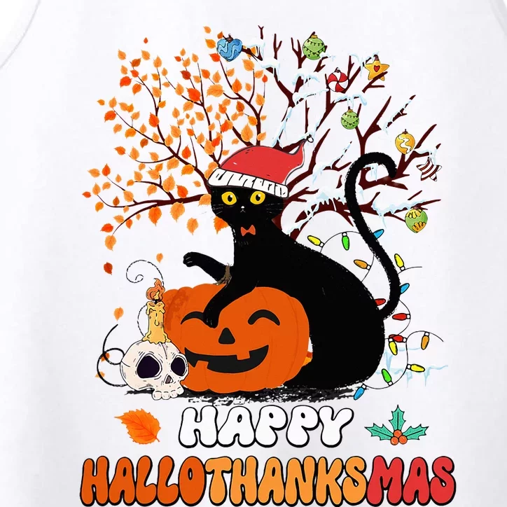 Halloween Thanksgiving Xmas Cat HalloThanksMas Performance Tank