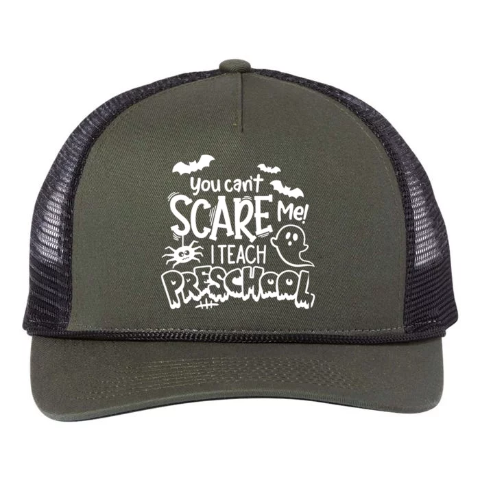 Halloween Teacher You Cant Scare Me I Teach Preschool Boo Retro Rope Trucker Hat Cap