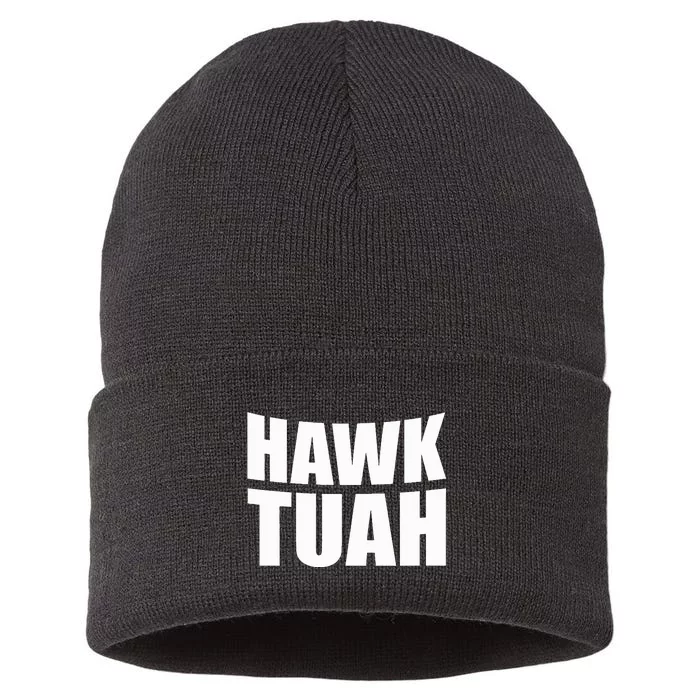 Hawk Tuah. Youve Gotta Give It That Spit On That Thing Sustainable Knit Beanie