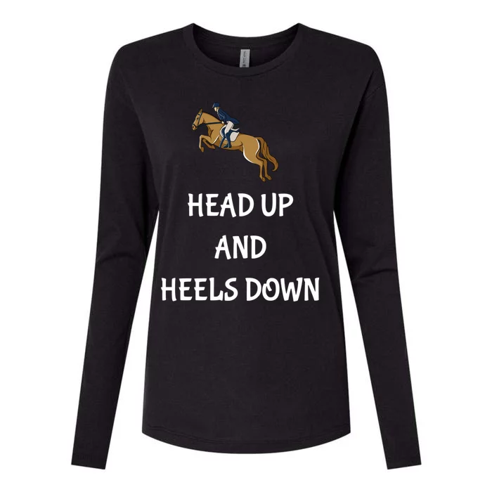 Head Up And Heels Down Horseback Riding Gift Womens Cotton Relaxed Long Sleeve T-Shirt