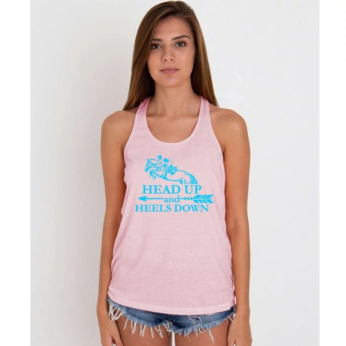 Head Up And Heels Down Horse Lover Horseback Gift Gift Women's Knotted Racerback Tank