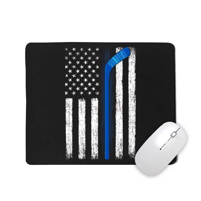 Hockey USA American Flag Patriotic Hockey Player, Family Mousepad