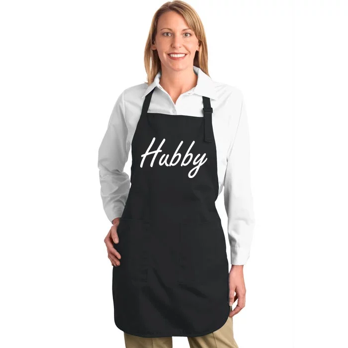 Hubby Funny Couples Full-Length Apron With Pocket