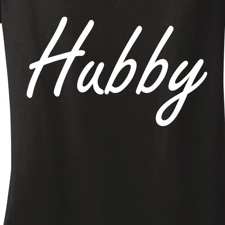 Hubby Funny Couples Women's V-Neck T-Shirt