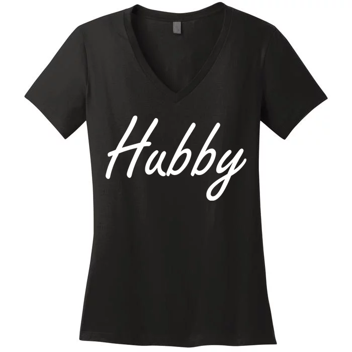 Hubby Funny Couples Women's V-Neck T-Shirt