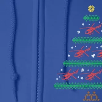 Helicopter Ugly Christmas Pilot Xmas Tree Heli Gift Full Zip Hoodie