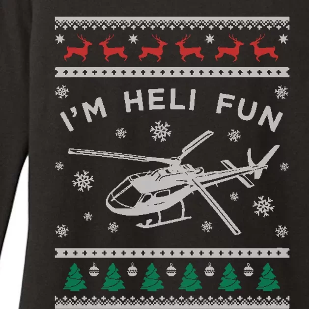 Helicopter Ugly Christmas Gift Fun Xmas Heli Pilot Gift Womens CVC Long Sleeve Shirt