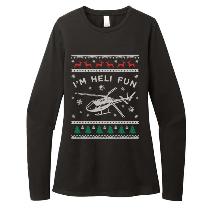 Helicopter Ugly Christmas Gift Fun Xmas Heli Pilot Gift Womens CVC Long Sleeve Shirt