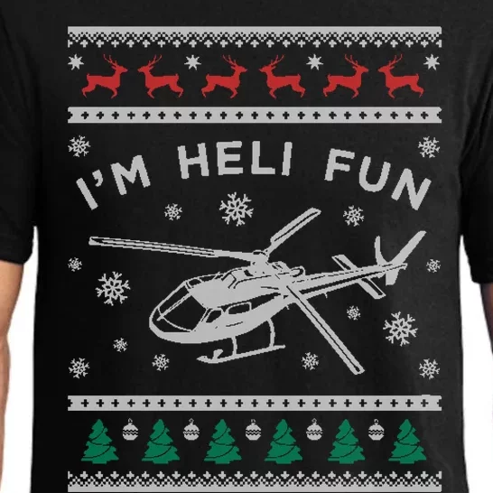 Helicopter Ugly Christmas Gift Fun Xmas Heli Pilot Gift Pajama Set