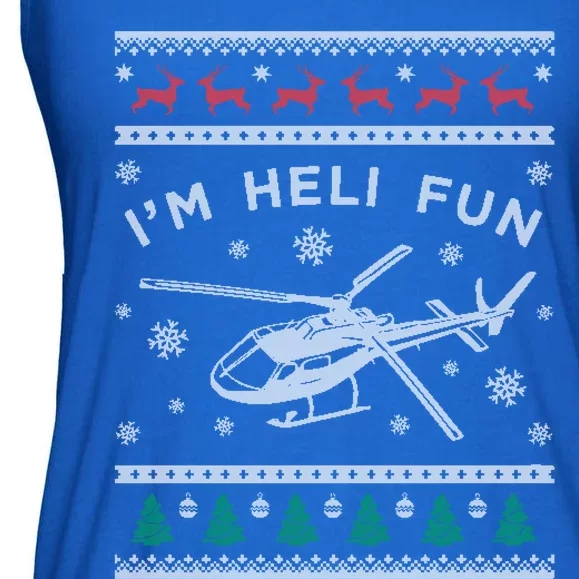 Helicopter Ugly Christmas Gift Fun Xmas Heli Pilot Gift Ladies Essential Flowy Tank