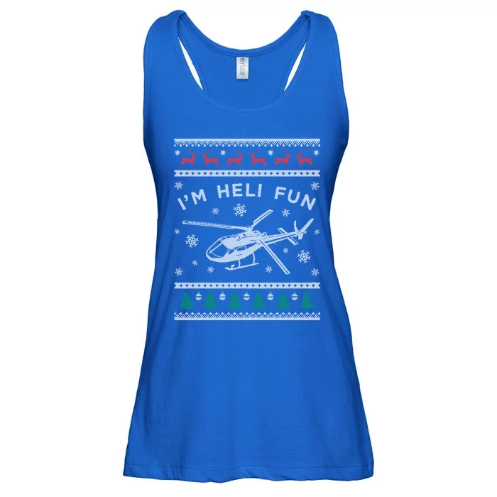 Helicopter Ugly Christmas Gift Fun Xmas Heli Pilot Gift Ladies Essential Flowy Tank