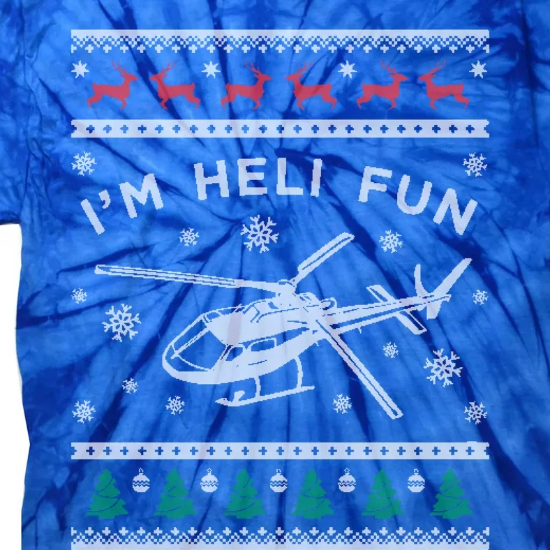 Helicopter Ugly Christmas Gift Fun Xmas Heli Pilot Gift Tie-Dye T-Shirt