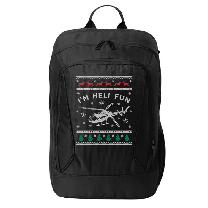 Helicopter Ugly Christmas Funny Gift Fun Xmas Heli Pilot Gift City Backpack