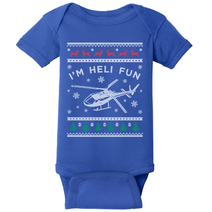 Helicopter Ugly Christmas Funny Gift Fun Xmas Heli Pilot Gift Baby Bodysuit