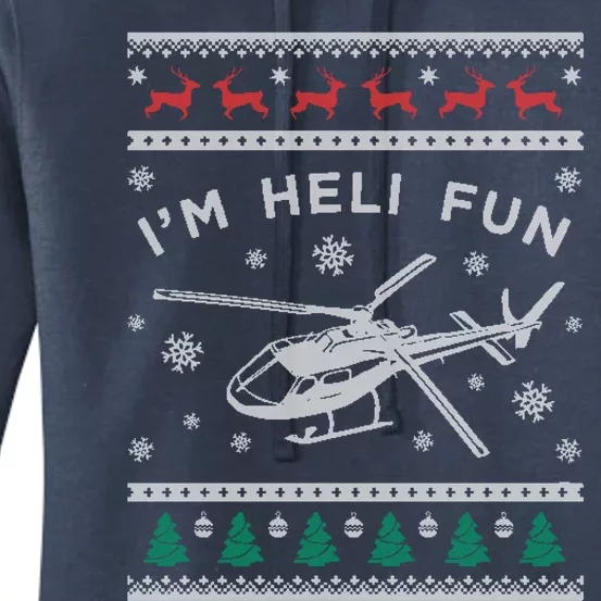 Helicopter Ugly Christmas Funny Gift Fun Xmas Heli Pilot Gift Women's Pullover Hoodie