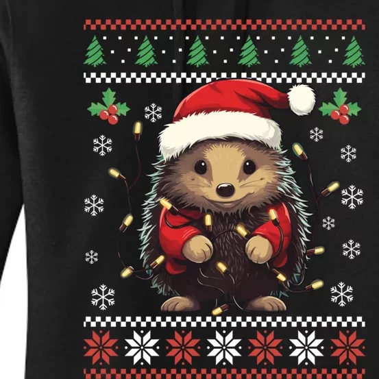 Hedgehog Ugly Christmas Sweater Xmas Women's Pullover Hoodie