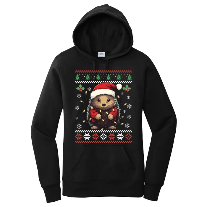 Hedgehog Ugly Christmas Sweater Xmas Women's Pullover Hoodie