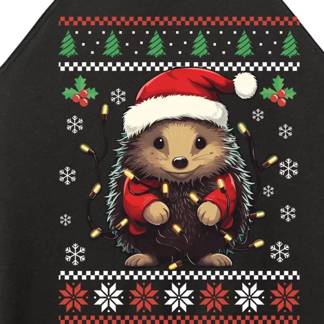 Hedgehog Ugly Christmas Sweater Xmas Women’s Perfect Tri Rocker Tank