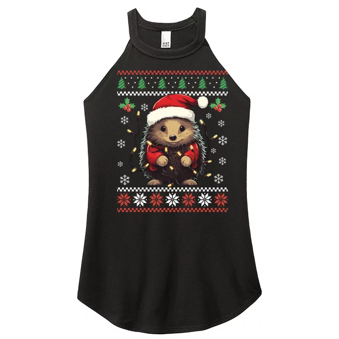 Hedgehog Ugly Christmas Sweater Xmas Women’s Perfect Tri Rocker Tank