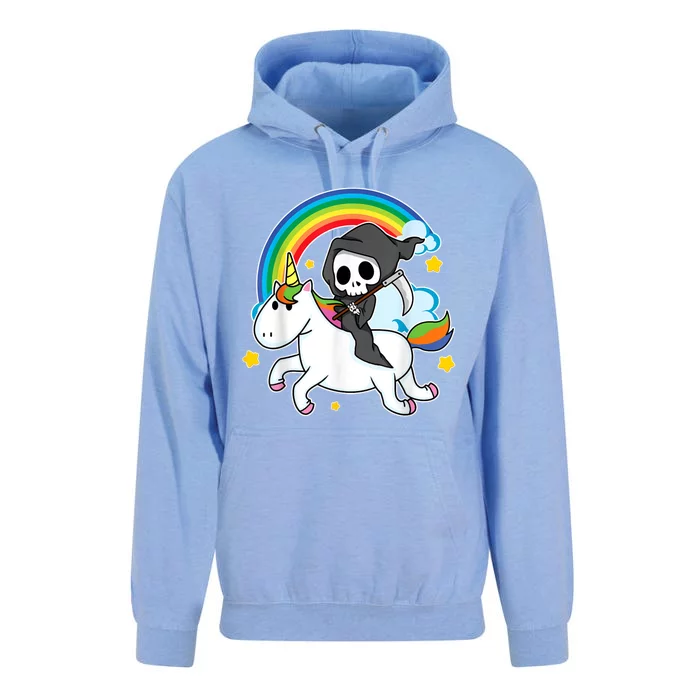 Halloween Unicorn Costume Grim Reaper Riding Unicorn Unisex Surf Hoodie