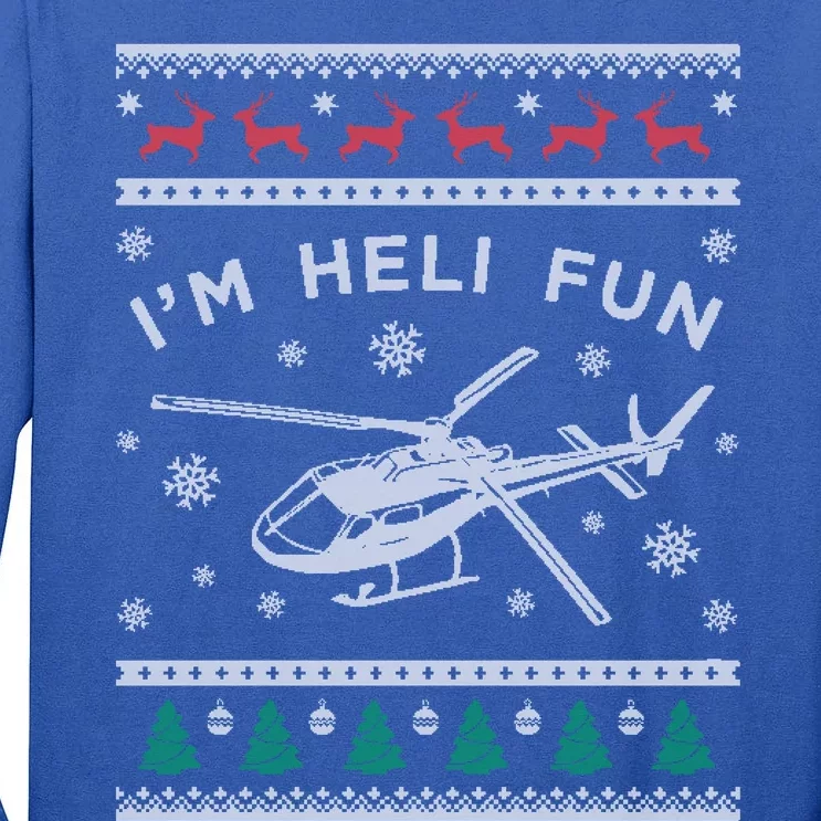 Helicopter Ugly Christmas Great Gift Fun Xmas Heli Gift Tall Long Sleeve T-Shirt