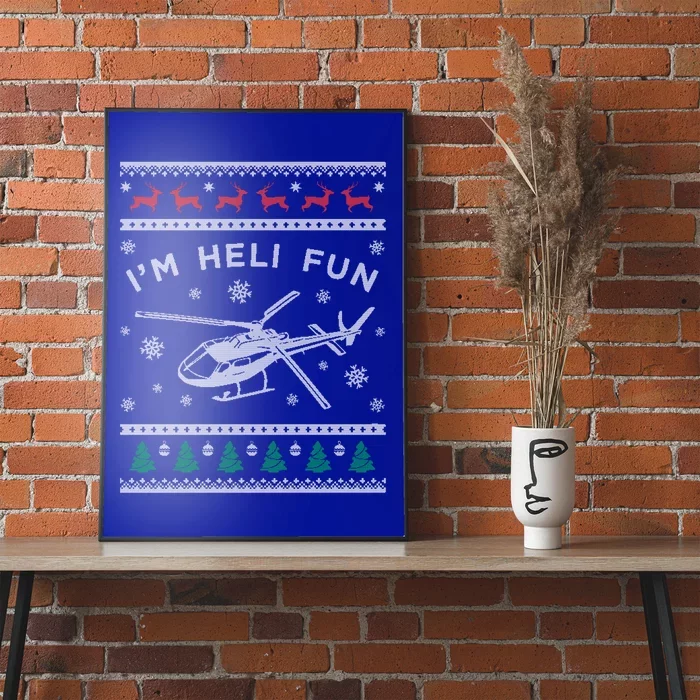 Helicopter Ugly Christmas Great Gift Fun Xmas Heli Gift Poster