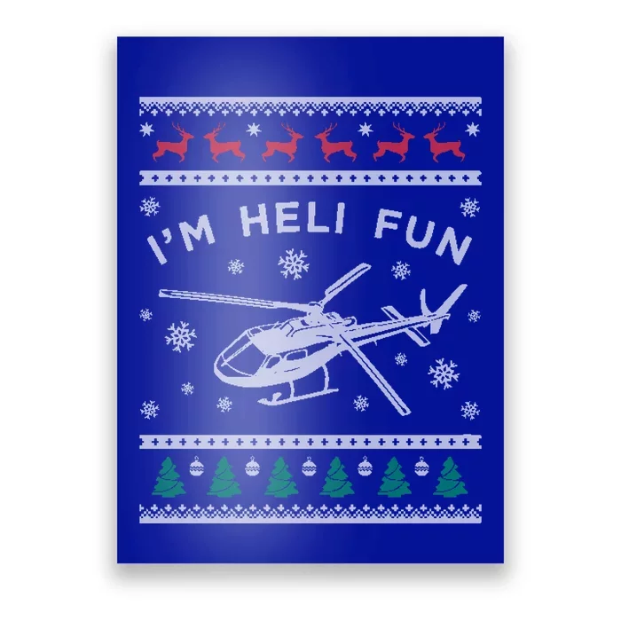 Helicopter Ugly Christmas Great Gift Fun Xmas Heli Gift Poster