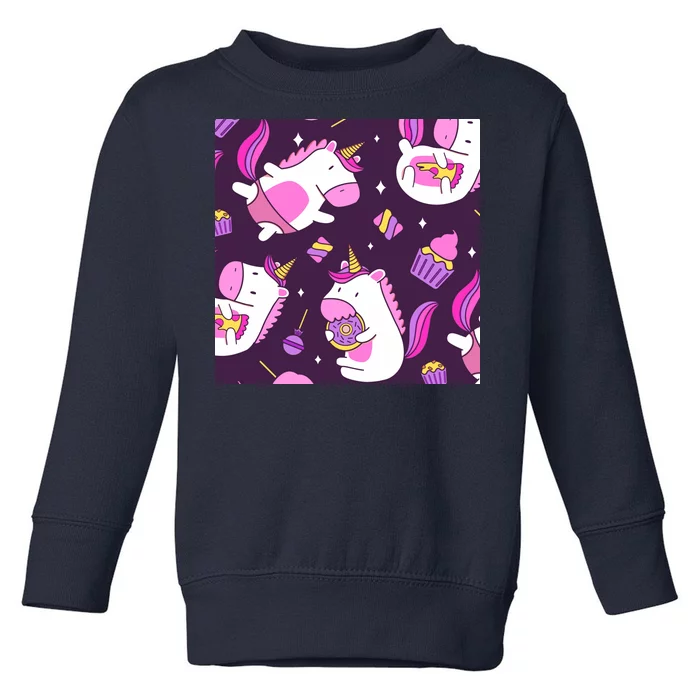 Happy Unicorn Dessert Lover Pattern Toddler Sweatshirt