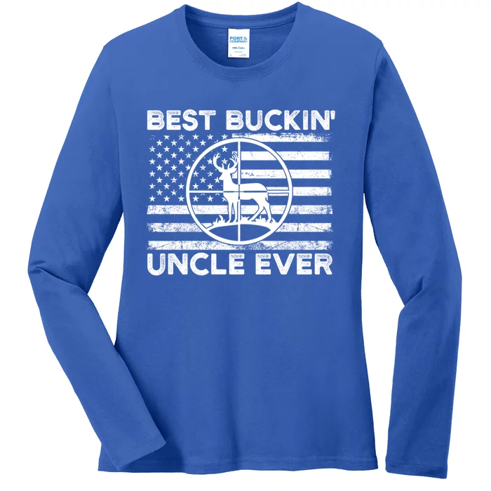 Hunting Uncle Elk Deer Hunter Best Buckin Uncle Ever Gift Ladies Long Sleeve Shirt