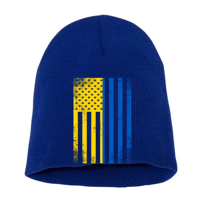 Half Ukrainian Flag Vintage American Inside Me Usa Gift Funny Gift Short Acrylic Beanie